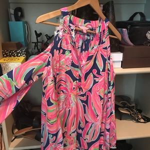 Lilly Pulitzer Cold Shoulder Silk Top - M